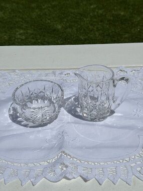 Waterford Crystal Clear Cut Creamer and Sugar Set
